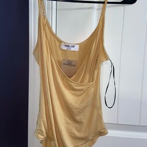 yellow bodysuit, comfortable, small, and new!